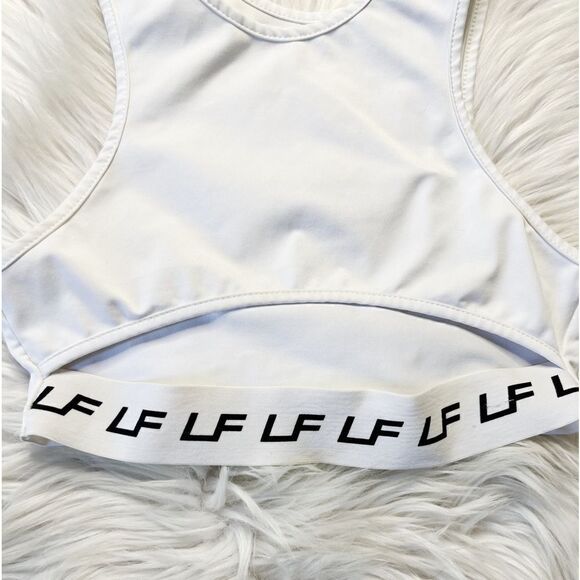 LF Cutout Sports Bra Crop Top White and Black Size Medium - Picture 3 of 4
